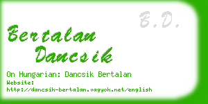 bertalan dancsik business card